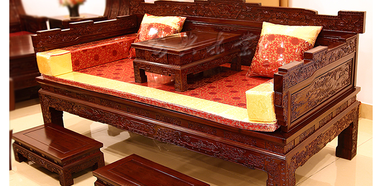 酸枝汉宫宝座床类沙发罗汉床4件套红木家具古典客厅家具SRC0066