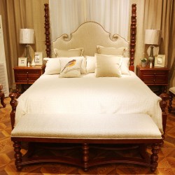 卢福宫热销美式实木床双人床美式仿古柱子双人床 1.8米床全网直销