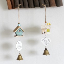 zakka杂货 小木屋风铃 木质风铃挂件 创意挂件装饰 木质工艺品