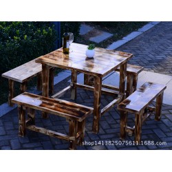 碳化长椅 碳化桌椅 户外休闲靠椅 可加工定制 实木家具 聚美木业