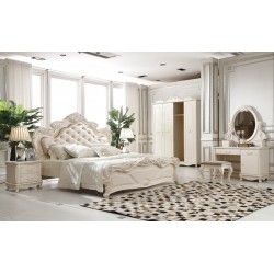 欧式家具六件套套装卧室套房 品牌双人橡木实木板式床1.8米 厂家