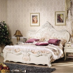 厂家特价直销欧式套房卧室家具1.8米双人床公主床 婚床 真皮靠背