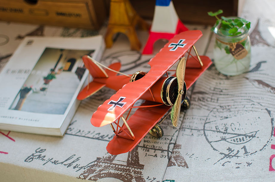 工艺品 复古双翼飞机模型 zakka杂货   创意家居饰品摆件  B0104