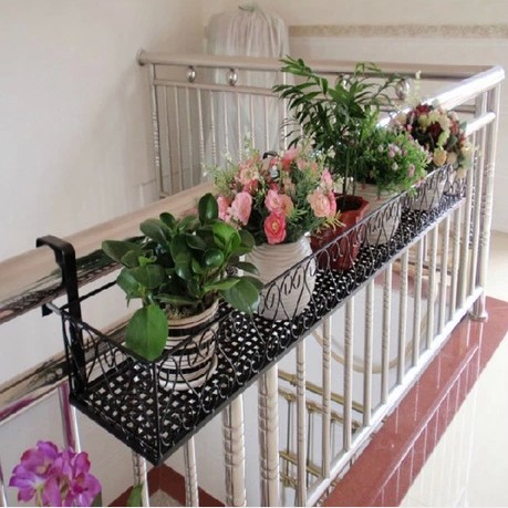 欧式铁艺阳台花架 室内栏杆多盆花架 移动户外楼梯壁挂吊兰家具