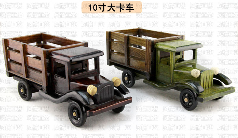 批发热卖 伙拼10寸木制大卡车 家居办公摆饰汽车模型  木制工艺品