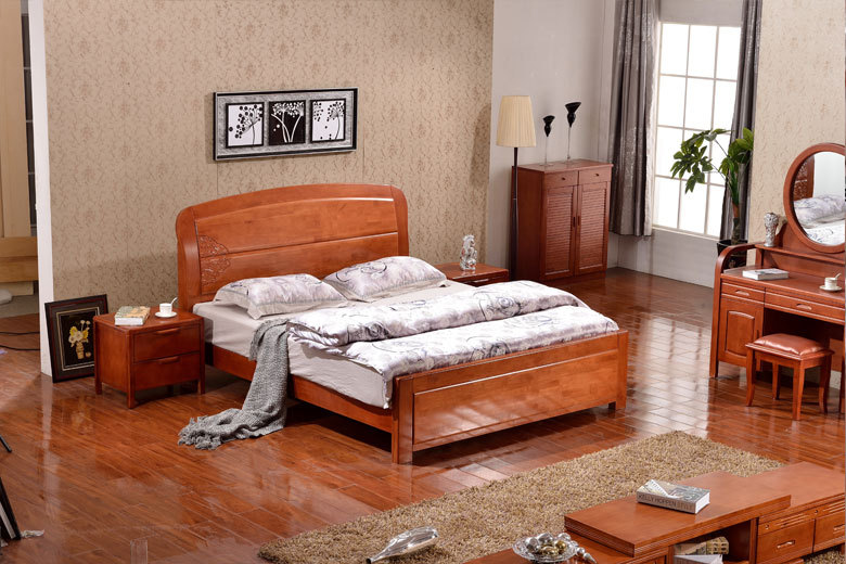 包邮 厂家直销卧室套房系列1.8米双人1.5米实木家具橡木床616#