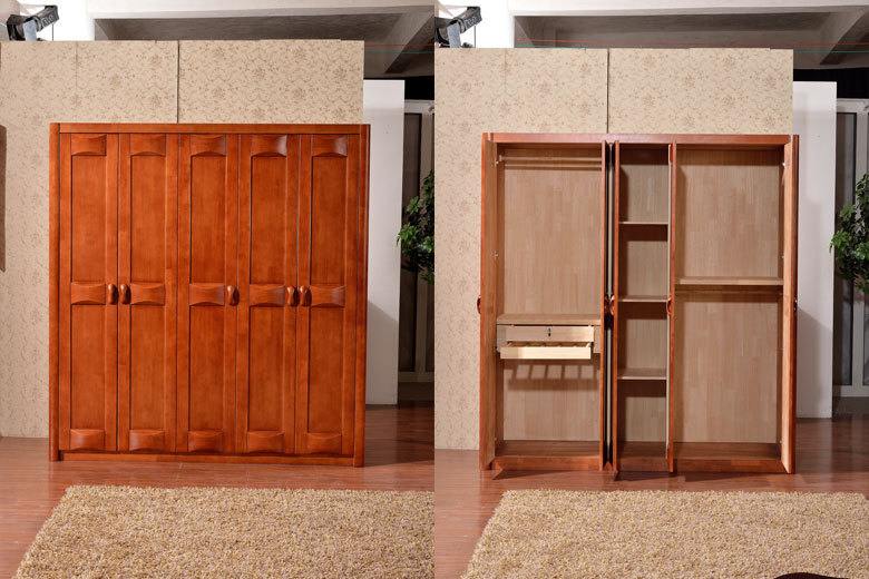 套房家具 对开门组合衣柜 三门四门五六门实木衣柜 新款橡木衣柜