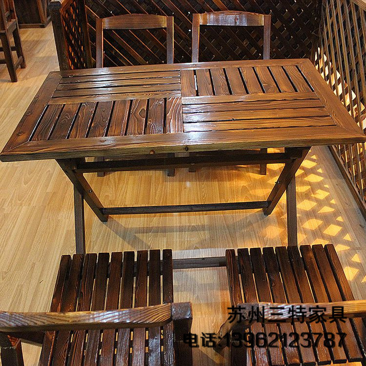 农家乐餐桌椅 防腐木户外家具餐桌椅 碳化木饭店餐桌椅【厂家定做