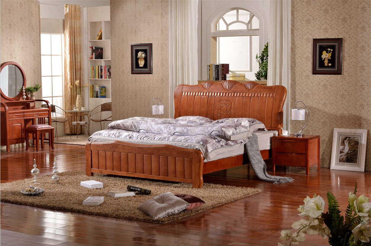 特价包邮 2014新款南康卧室套房实木家具系列1.8米可带高箱橡木床