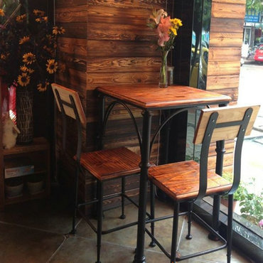 美式乡村铁艺防锈复古家具套装 木质休闲餐桌椅套装家具厂家定做