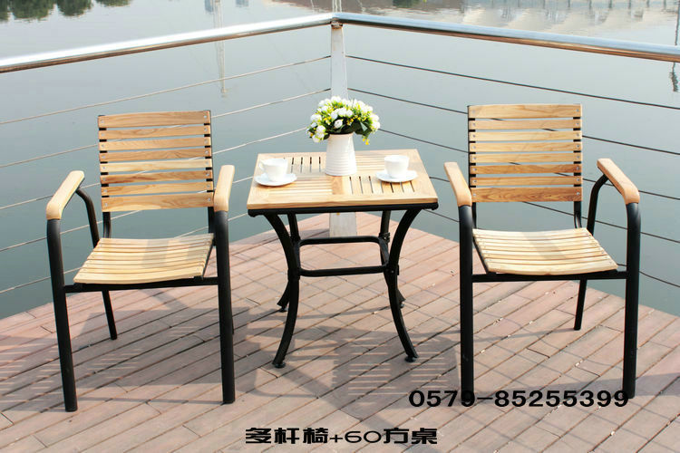 户外实木家具 阳台室外酒吧桌椅组合 庭院露天休闲咖啡桌椅套件