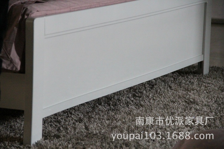 批发956#实木床 象牙白色实木床1.5 简约烤漆1.8米休闲双人实木床