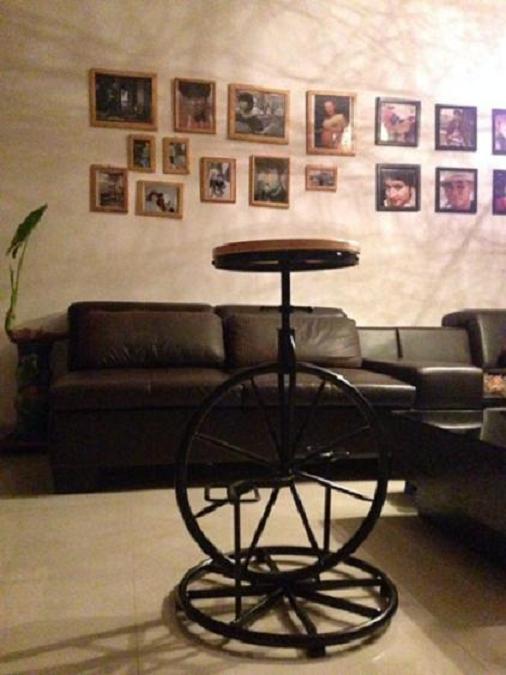 廖氏美式爆款铁艺个性餐椅 复古做旧可调节实木餐椅厂家批发