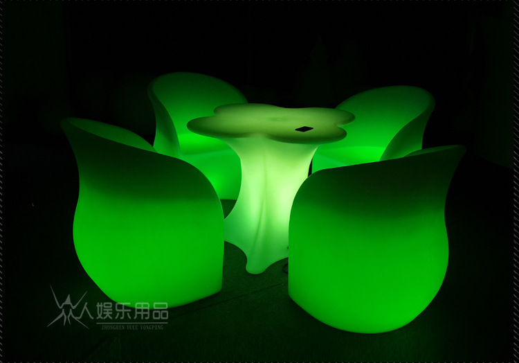 LED欧式新款梅花桌椅遥控酒吧KTV咖啡馆发光吧台 发光桌椅组合