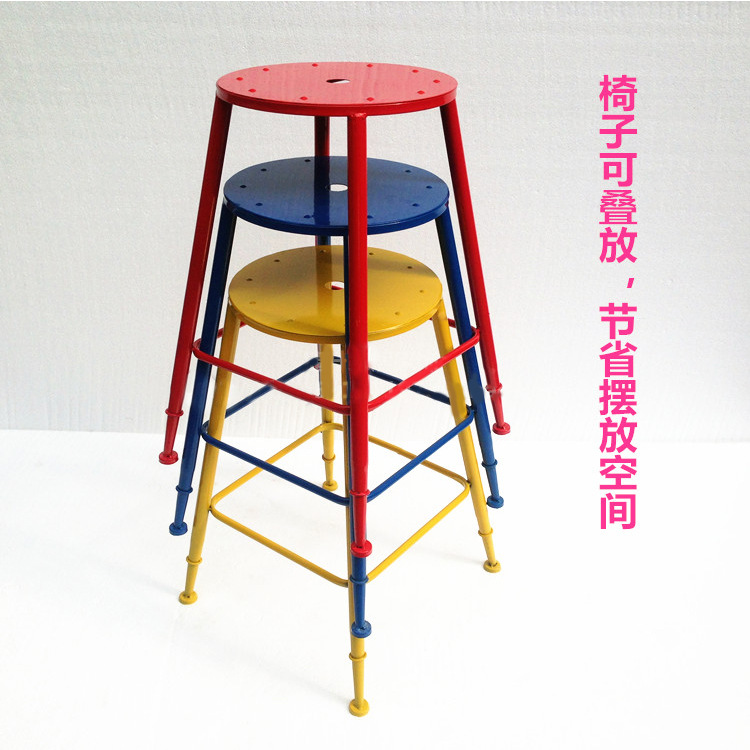 铁艺复古时尚酒吧椅 创意个性椅子批发彩色铁艺椅子乡村酒吧凳