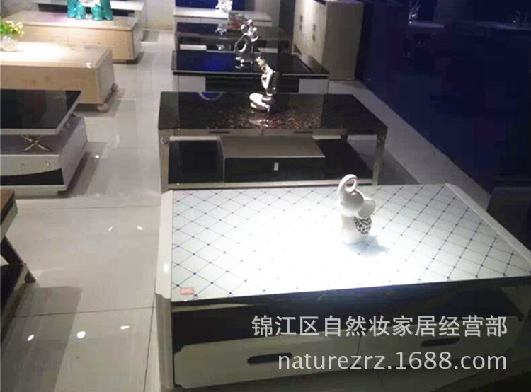 厂家直销电视柜 不锈钢钢化玻璃板式家具5抽收纳客厅爆款酒店家具