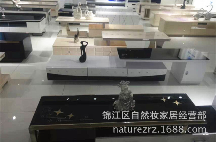 厂家直销电视柜 不锈钢钢化玻璃板式家具5抽收纳客厅爆款酒店家具