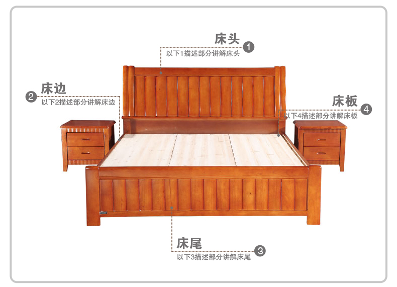 特价儿童床 简约双人实木床 卧室套房系列 1.81.5米进口橡木床810