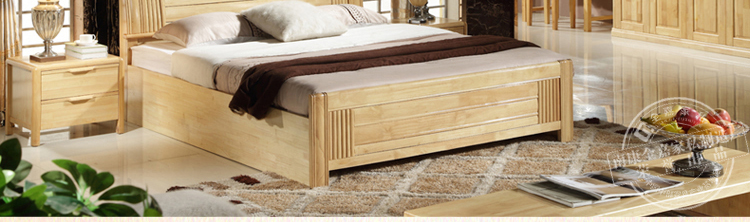 实木床 双人床1.5/1.8M 高箱储物床 橡木床特价包邮 厂家直销